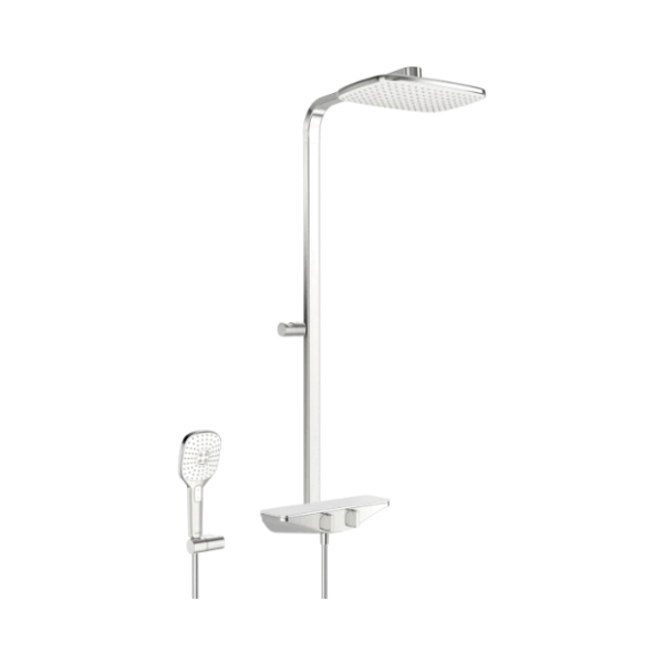 Hansa Hansaemotion douchesysteem - wit/chroom - thermostaat - hoofddouche vierkant 220 x 360 mm - handdouche - doucheflexibel 1/2 x 1750 mm