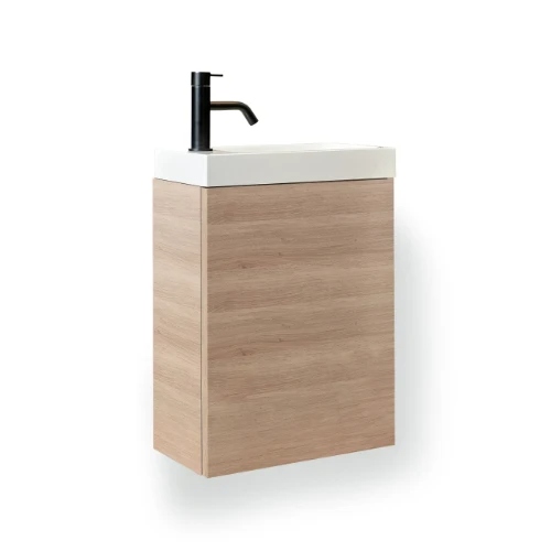 Easylux Thiny wastafelonderkast met 1 deur links 400 x 220 x 520 mm - smoked oak