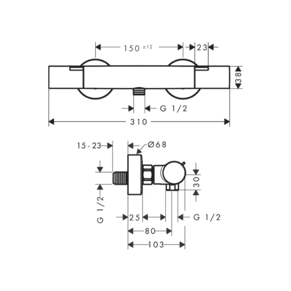 Hansgrohe Ecostat Fine douchethermostaat - chroom