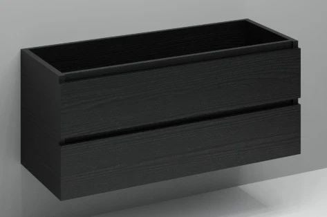 Easylux Kivu wastafelonderkast met 2 lades greeploos 1200 x 475 x 520 mm - raven oak - rechtse uitsnijding