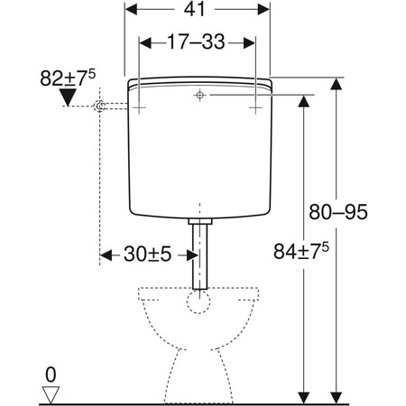 Geberit spoelreservoir laaghangend 6-9l - wit - met 1 spoeltoets en spoelbocht