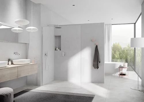 Kermi Walk-In XC WIO Walk-in douchewand 1400 x 2000 mm - verstelbaarheid 1380-1390 mm - SIMG ESG helder Wall - profiel : zilver matglans