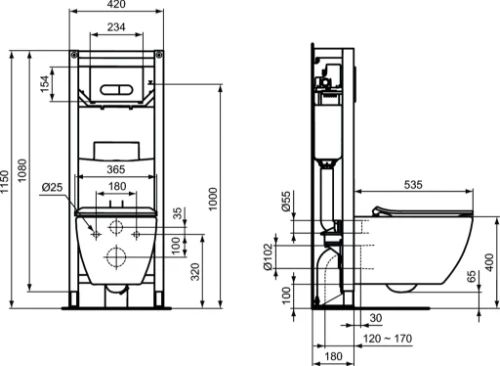 Ideal Standard Tesi hangtoilet PACK Aquablade (hangtoilet + zitting met softclose) - wit mat - B360xD540 mm - verborgen bevestiging