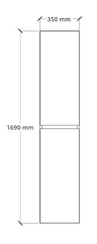 Easylux Klaire kolomkast met 2 deuren omkeerbaar 350 x 350 x 1690 - soft