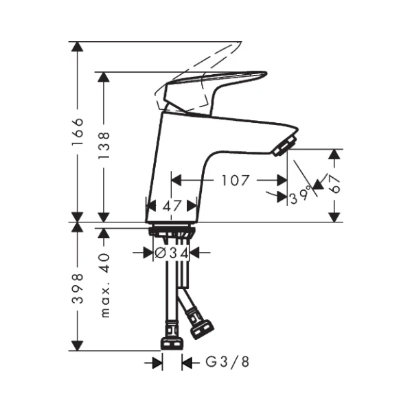 Hansgrohe Logis 70 eengreepswastafelmengkraan - chroom - met click-clack lediging - chroom - safety function