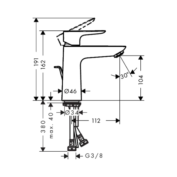 Hansgrohe Talis E 110 wastafelmengkraan zonder lediging - zwart mat
