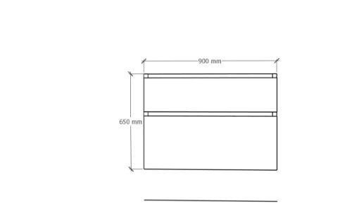Easylux Klaire 65 - wastafelonderkast met 2 laden 900 x 435 x 650 mm - uitsparing links - wit