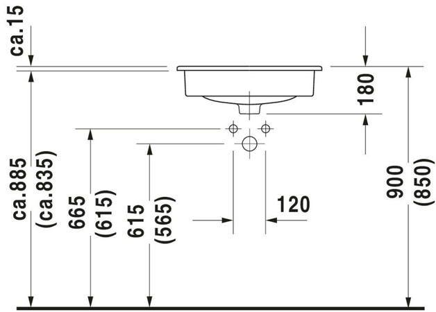 Duravit D-code inbouwwastafel 545 x 435 mm - wit - met overloop