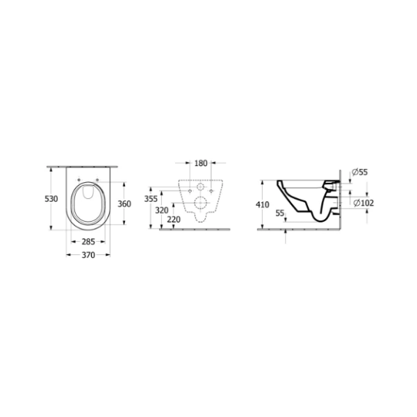 Villeroy & Boch Architectura hangtoilet PACK TwistFlush (hangtoilet + zitting met softclose) 370 x 530 mm - zonder spoelrand - wit