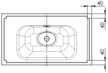 Easylux Klaire wastafelblad kunstmarmer met 1 waskom midden 800 x 460 mm - wit mat - voorgeboord kraangat