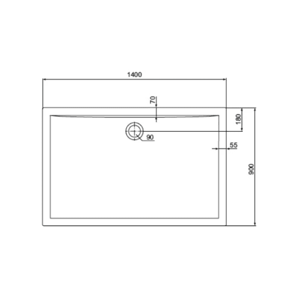 Ideal Standard Ultra Light douchebak acryl 1400 x 900 x 47 mm - wit - afvoeropening 90 mm