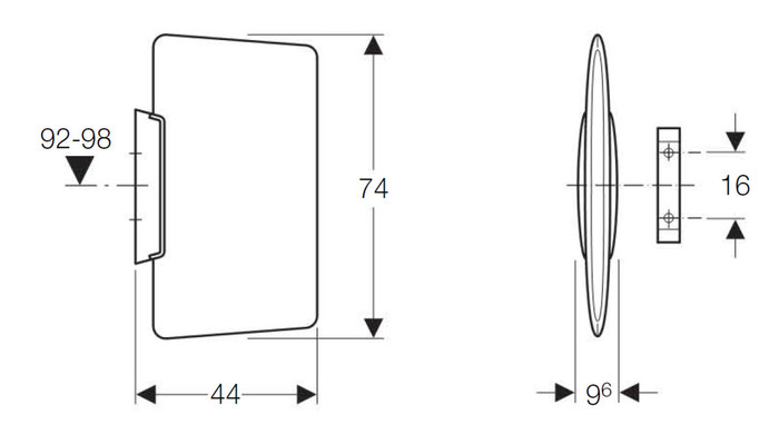 Geberit Basic urinoirscheidingswand 740 x 440 mm - wit - kunststof