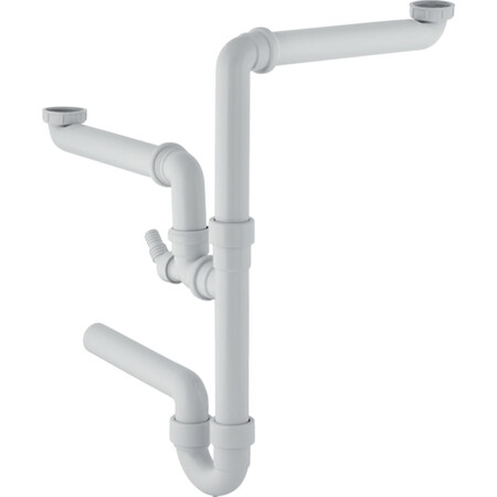 Geberit PP dubbele buissifon plaatsbesparend 6/4 x 40 mm - wit - met wasmachineaansluiting