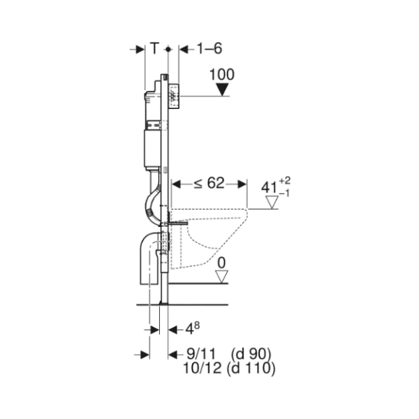 Geberit Duofix Basic UP100 (1120 mm) met Delta inbouwreservoir 12 cm