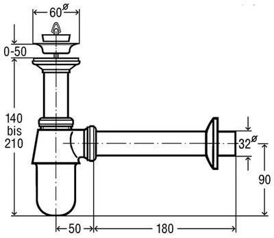 Viega Universal chroom bekersifon met afvoerplug 5/4 x 32 mm - chroom