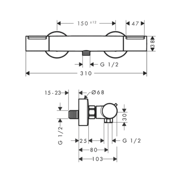 Hansgrohe Ecostat Element douchethermostaat - zwart mat