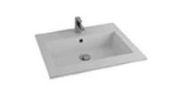 Easylux Quadra wastafelblad kunstmarmer met 1 waskom 600 x 500 mm - wit mat