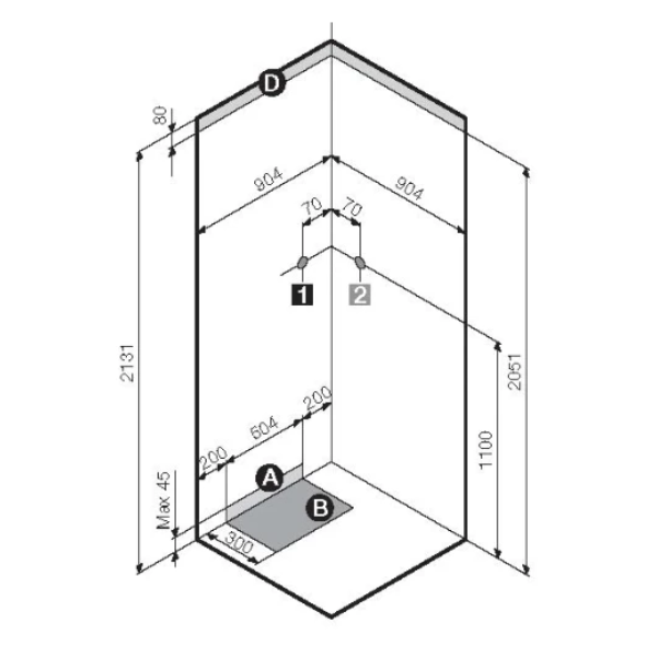Novellini Carat douchecabine 900 x 900 x 2060 mm - mat chroom - veiligheidsglas met thermostaat,glazen achterwand en aansluitset