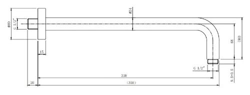 Easylux Vivo douchearm voor hoofddouche 1/2 x 370 mm (wandmodel) - zwart mat