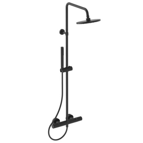 Ideal Standard Ceratherm douchesysteem met staafhanddouche en ronde regendouche 200 mm - zwart mat