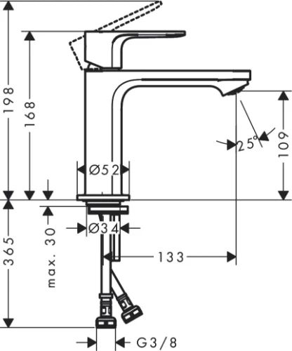 Hansgrohe Rebris S 110 wastafelmengkraan zonder lediging - CoolStart - chroom