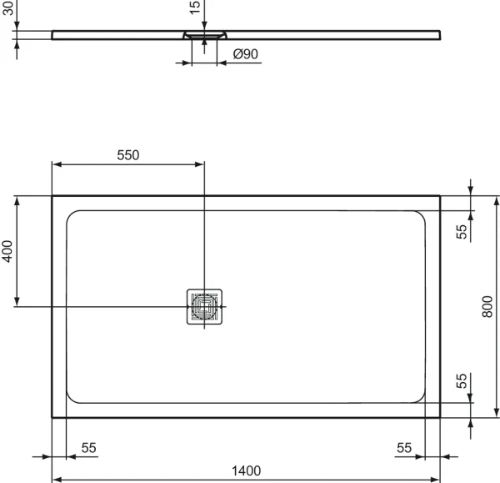 Ideal Standard Ultra Flat S+ douchebak 1400 x 800 mm - pure white