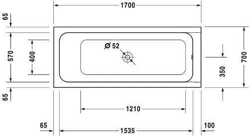 Duravit D-Code bad acryl 1700 x 700 mm - wit - zonder poten - afvoer midden