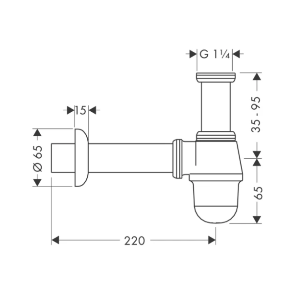 Hansgrohe Standard bekersifon zonder afvoerplug voor bidet 5/4 x 32 mm - chroom