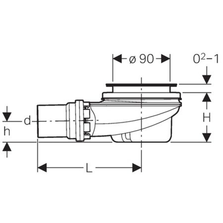 Geberit Uniflex douchesifon 90 mm - chroom - incl kleurset - waterslot 50 mm