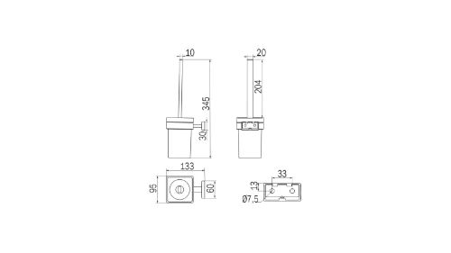 Inda Lea 1800 toiletborstelgarnituur vierkant glas - chroom