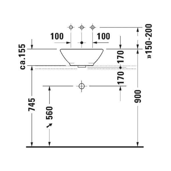 Duravit Bacino opbouwwastafel 420 x 420 mm - wit - met overloop - zonder kraangat