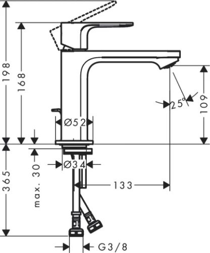 Hansgrohe Rebris E 110 wastafelmengkraan Coolstart zonder lediging - matt black