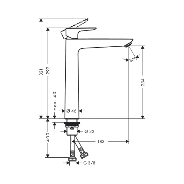 Hansgrohe Talis E 240 wastafelmengkraan zonder lediging - Brushed Bronze