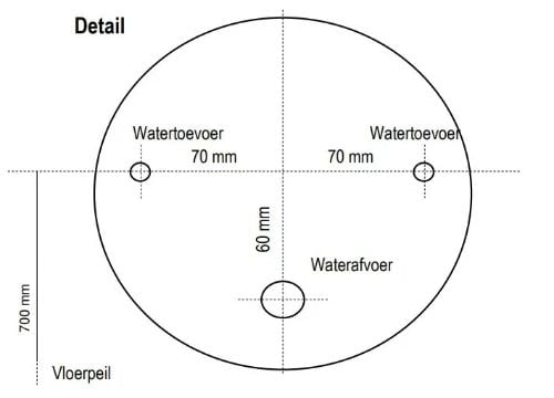 Easylux Kivu wastafelonderkast met 2 lades greeploos 1200 x 475 x 520 mm - lungo - rechtse uitsnijding