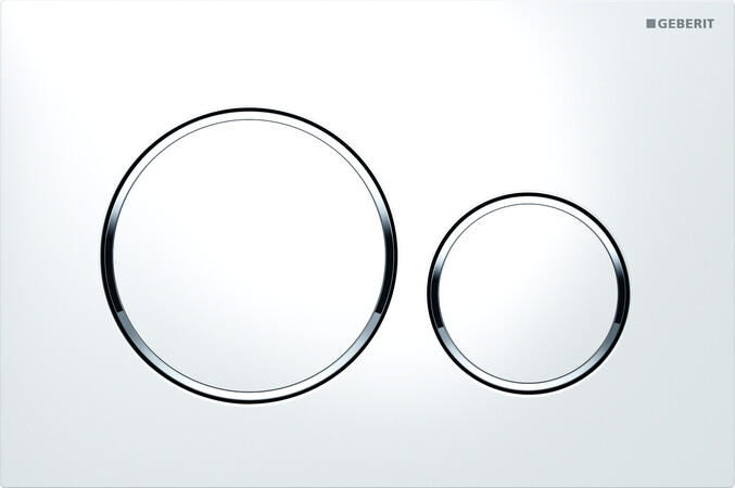 Geberit Sigma 20 bedieningsplaat - wit - kunststof - 2 druktoetsen ring rondom chroom