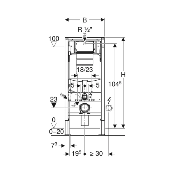 Geberit Systemfix toiletinbouwelement - zonder bedieningsplaat - spoeling 3-4 l of 6-7,5 l