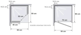 DOUCHECABINE KINEDO EDEN 90 - 90 o 209 ! cm verchroomd veiligheidsglas thermostaat - regendouche - schuifdeuren