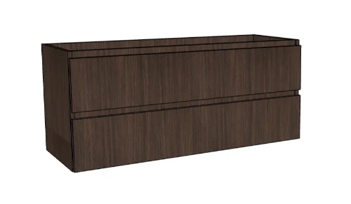 Easylux Kivu wastafelonderkast met 2 lades greeploos 1200 x 475 x 520 mm - lungo - rechtse uitsnijding
