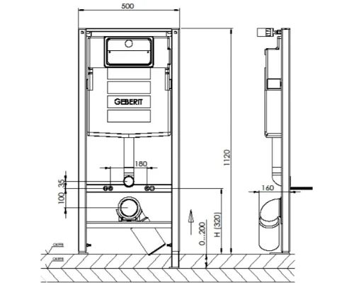 ProOne WallTec UP320 toiletinbouwelement - zonder bedieningsplaat