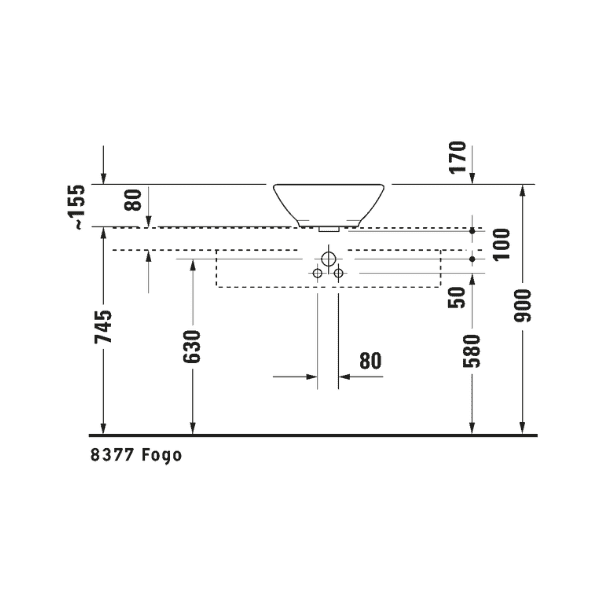 Duravit Bacino opbouwwastafel 420 x 420 mm - wit - met overloop - zonder kraangat