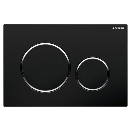 Geberit Sigma 20 bedieningsplaat - zwart mat - kunststof - 2 druktoetsen designringen glansverchroomd