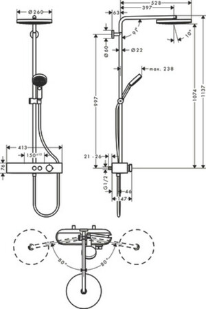 Hansgrohe Pulsify ShowerPipe 260 1jet Eco douchethermostaatset - chroom