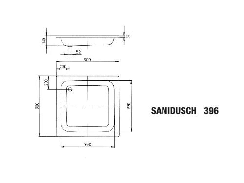 Easylux Garda High douchebak plaatstaal 900 x 900 x 140 mm - wit