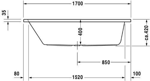 Duravit D-Code bad acryl 1700 x 700 mm - wit - zonder poten - afvoer midden