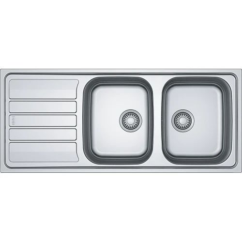 Franke Flash inbouwspoeltafel 1160 x 500mm - 2 bakken - inox - met verlek - omkeerbaar - inclusief sifon