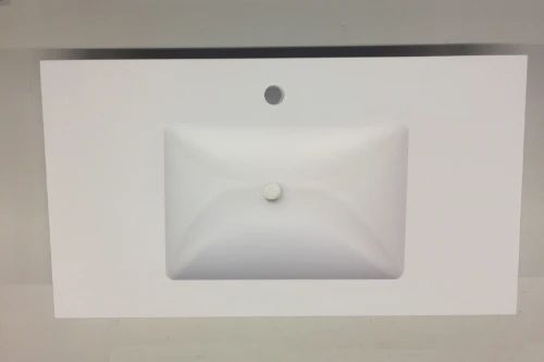 Easylux Solid wastafelblad in solid surface met 1 waskom midden 1200 x 500 x 20 mm - wit mat - met kraangat
