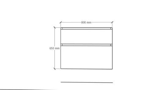 Easylux Klaire 65 - wastafelonderkast met 2 laden 800 x 435 x 650 mm - uitsparing in het midden - soft