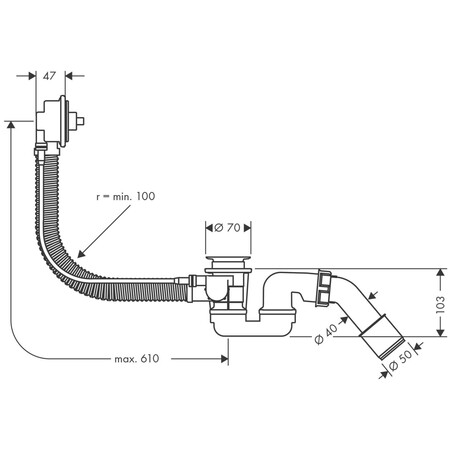 Hansgrohe Flexaplus badlediging 6/4 - voor standaard bad