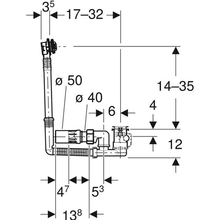 Geberit Uniflex badlediging - chroom - incl kleurset