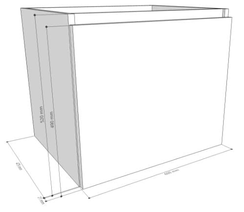 Easylux Kivu wastafelonderkast met 1 deur greeploos links 600 x 475 x 520 mm - smoked oak